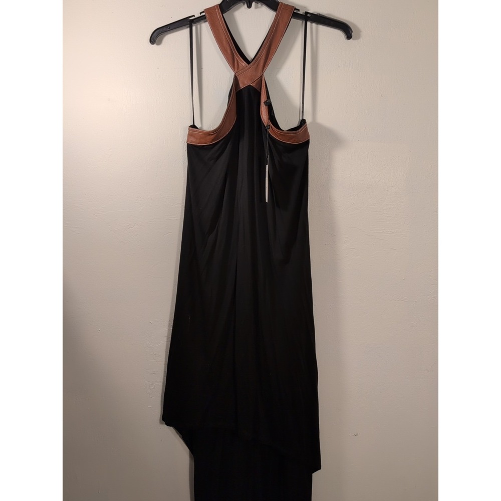 NEW‎ BCBG MAXAZRIA KATRYN FUAX LEATHER INSERT ASYMETRIC DRESS SZ L